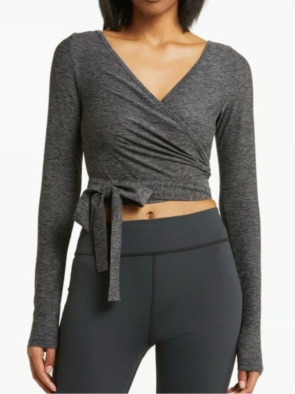 Outdoor Voices Grey Wrap Long Sleeve Top Ballet Dance Balletcore Neutral Small